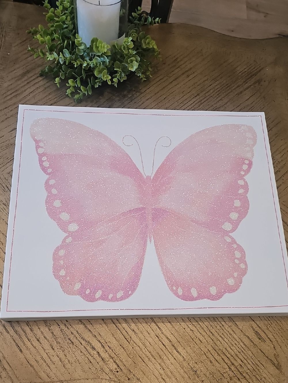 Pink Glitter Butterfly Wall Art